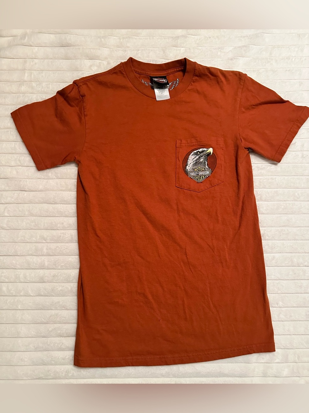 Harley-Davidson Rust Orange Pocket T-Shirt with Eagle Patch